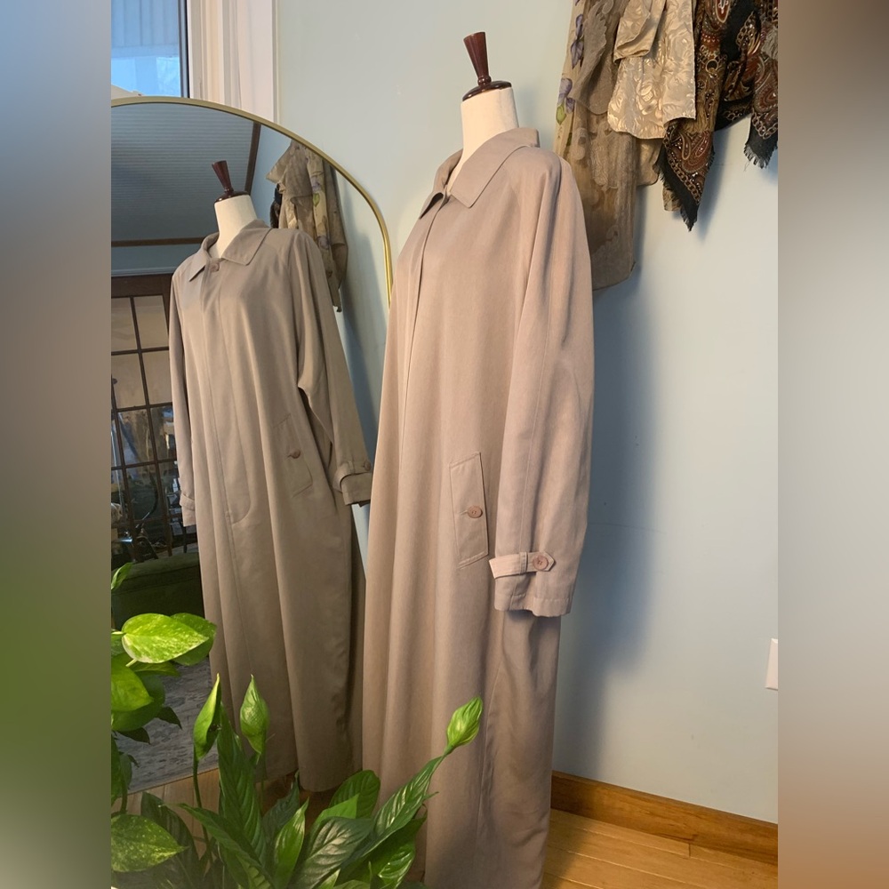 Vintage Trench Coat Size 16 Lightweight Talbots Classic Spring Tan Taupe